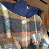 Navy Copper Plaid Flannel Hoodie