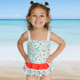 Tan & floral 2 pc swimsuit