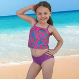 Waves and butterfly print reversible tankini