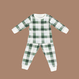 Green Plaid Cotton Kids 2 pc Pajama Set