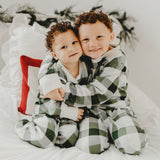 Green Plaid Cotton Kids 2 pc Pajama Set