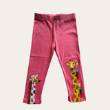 Whimsical giraffe pink leggings