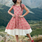 Kid's Annalise Petticoat Dress in Scarlet Metallic