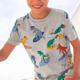 Dino surfing summer tshirt