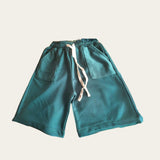 French terry green shorts