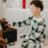 Green Plaid Cotton Kids 2 pc Pajama Set