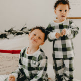 Green Plaid Cotton Kids 2 pc Pajama Set