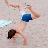 Blue Stripes color block swim trunks