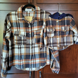 Navy Copper Plaid Flannel Hoodie