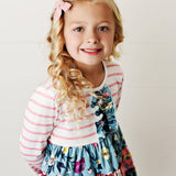 Kids Pink & Blue 3 Tiered Two Piece Fall Winter Pant Set