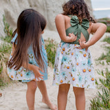 Olive Green floral back bow dress