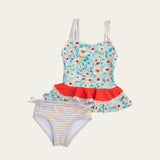 Tan & floral 2 pc swimsuit