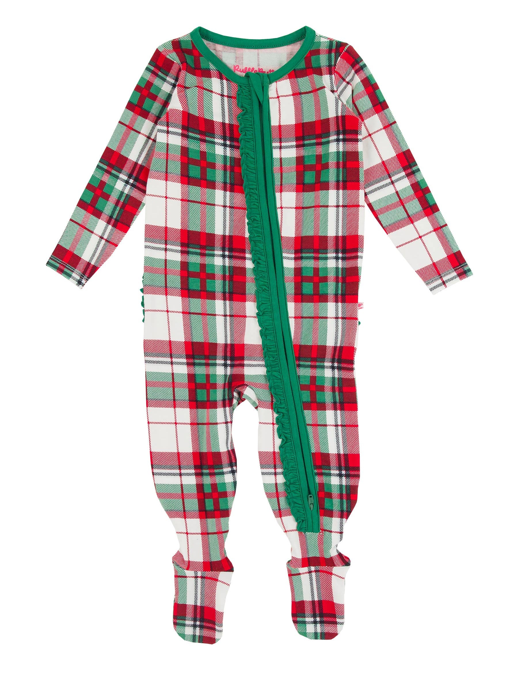 Baby Girls Dashing Dreams Plaid Modal Footed Ruffle Pajama