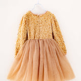 Golden Party Dresses Yellow Velvet Sequins Girl Tutu Dress