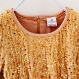 Golden Party Dresses Yellow Velvet Sequins Girl Tutu Dress